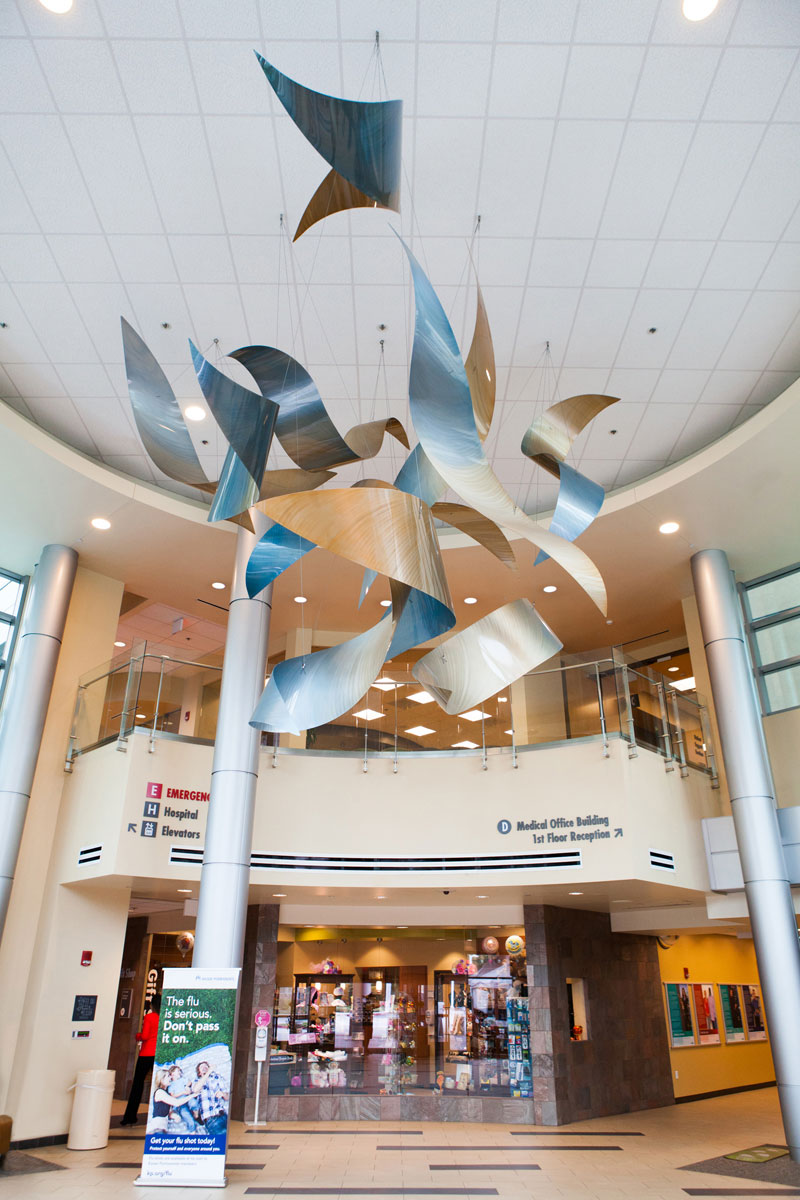 custom scuplture in the lobby of kaiser permanente in ontario ca